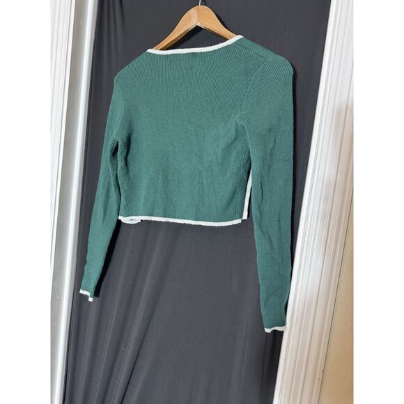 Bongo Forever 21 Green Ivory Cropped Cardigan/Cami Set S/M Y2K Academia Teddy - Picture 4 of 10